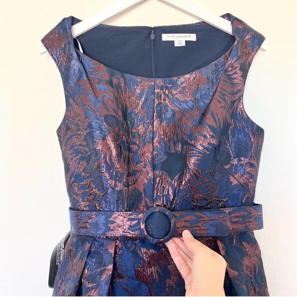 Kay Unger Annabelle Midi Dress Size 8 NEW Brocade Jacquard Floral